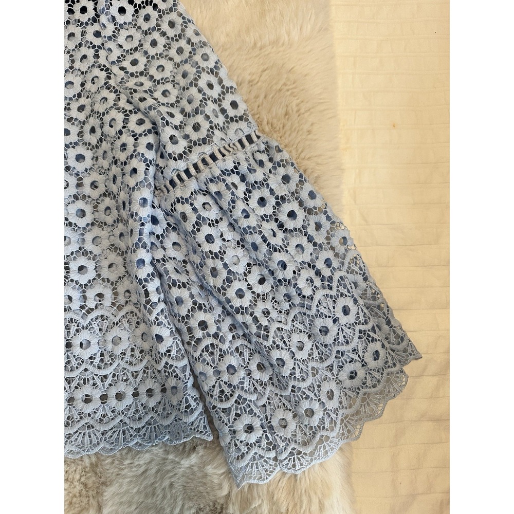 J Crew Daisy‎ Lace Bell Sleeve Top Sz 10  Blue - Picture 10 of 16